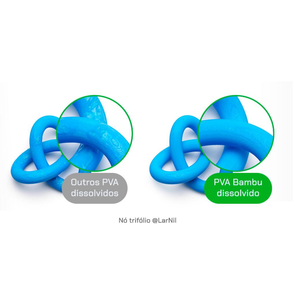 Objetos impressos com a ajuda de filamento PVA Bambu Lab com superfície lisa